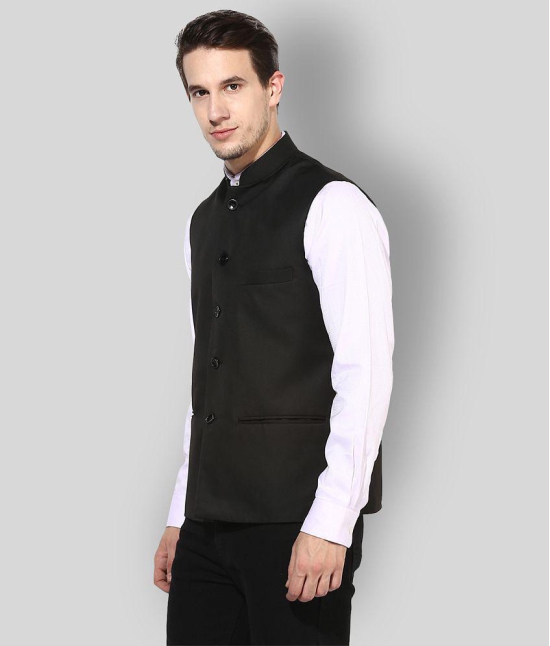 Hangup Black Cotton Blend Nehru Jacket - None