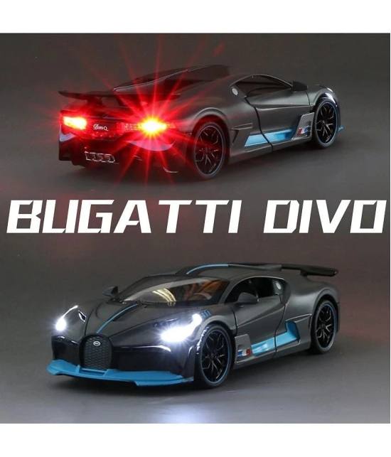 sevriza 1:32 Scale Model Alloy Metal Bugatti Divo Sports Car Model with Light and Sound Open Doors Pull Toy, Multi - Multi-Color