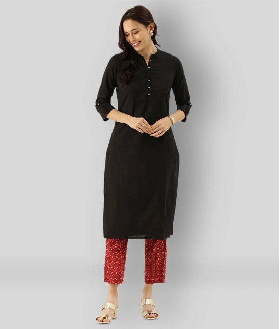 Divena - Black Cotton Womens Straight Kurti - XXL