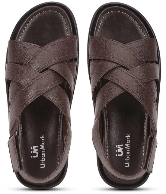 UrbanMark Men Comfortable Faux Leather Slip-On Floaters Sandals - None