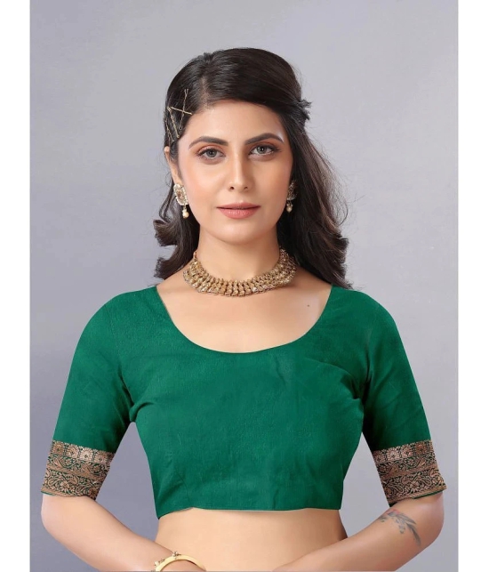 Gazal Fashions - Green Banarasi Silk Saree With Blouse Piece ( Pack of 1 ) - Green