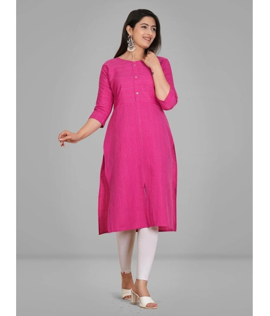 Parastri Cotton Embroidered Front Slit Womens Kurti - Pink ( Pack of 1 ) - None