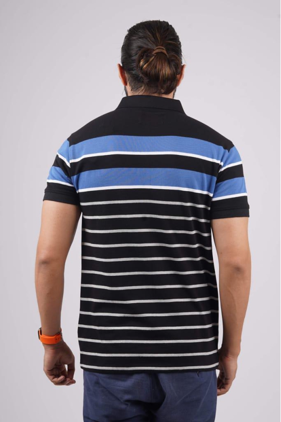 Men's Black/Blue Striped Polo T-Shirt