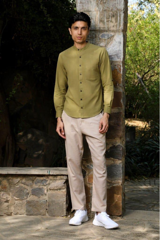 Musafir Olive Full Sleeve Shirt