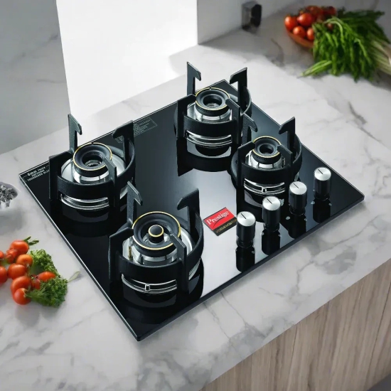 Prestige Vogue 4 Burner Hob Top | Advanced Auto Ignition | Black