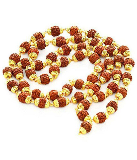 Rudraksha 5 Mukhi Japa Mala Rosary With Golden Cap Hindu Meditationyoga - 54+1 beads