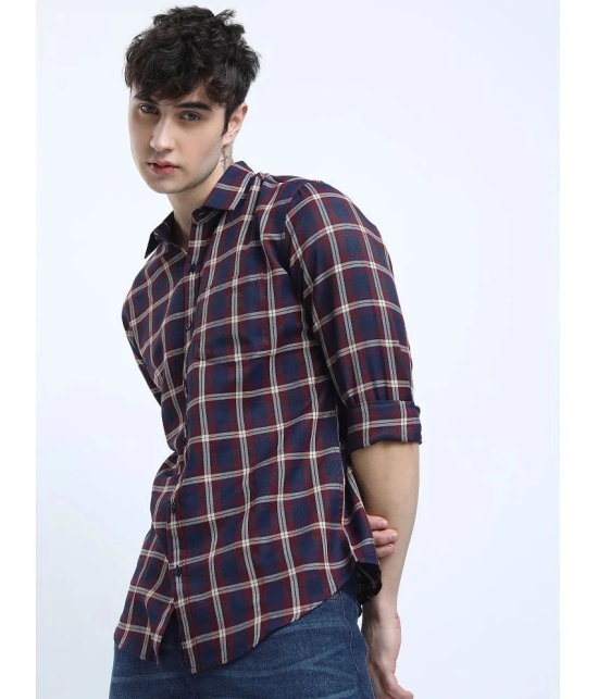 Ketch Polyester Slim Fit Checks Full Sleeves Mens Casual Shirt - Navy Blue ( Pack of 1 ) - None