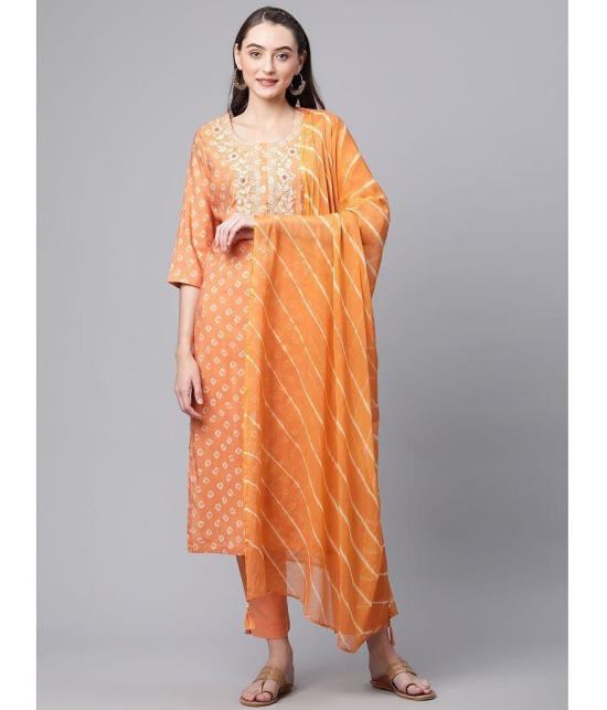 Divena - Orange Straight Chanderi Womens Stitched Salwar Suit ( Pack of 1 ) - None