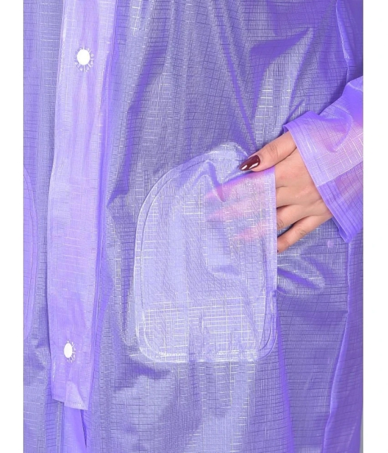 Dollar Polyester Long Raincoat - Purple - None