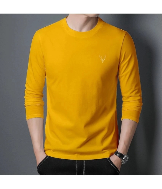 Supersquad Cotton Regular Fit Solid Full Sleeves Mens T-Shirt - Mustard ( Pack of 1 ) - None