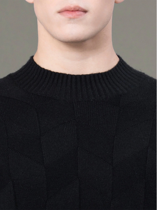 RedTape Mock Neck Pattern Sweater for Men | Ultimate Comfort