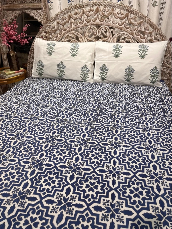 Hand Block Cotton Bedsheet | Nisha Bedsheet-Super King