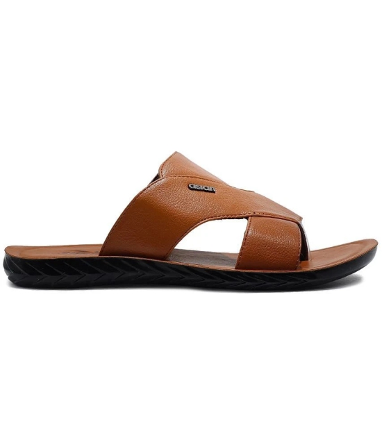 ASIAN Tan Mens Leather Slipper - None