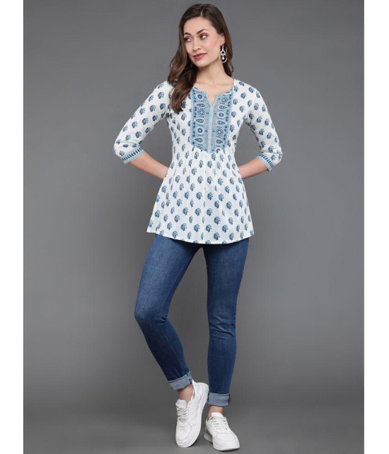 Antaran 100% Cotton Printed A-line Women's Kurti - White ( Pack of 1 ) - None