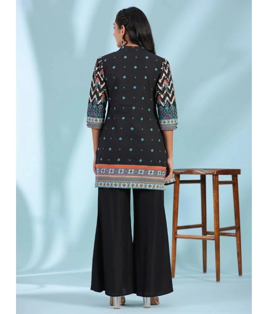 Juniper Cotton Printed Straight Womens Kurti - Black ( Pack of 1 ) - None