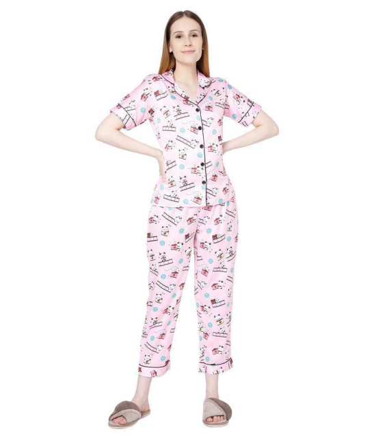 Smarty Pants Satin Nightsuit Sets - Pink Single - 2XL