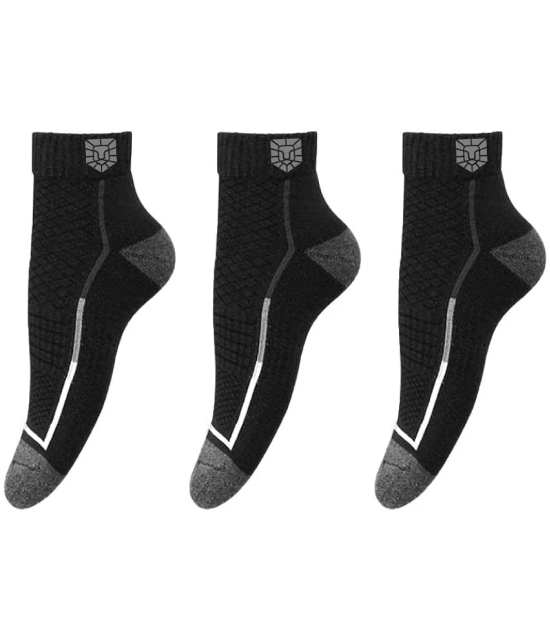 VAMEAR EXCLUSIVE - Cotton Mens Solid Black Ankle Length Socks ( Pack of 3 ) - Black