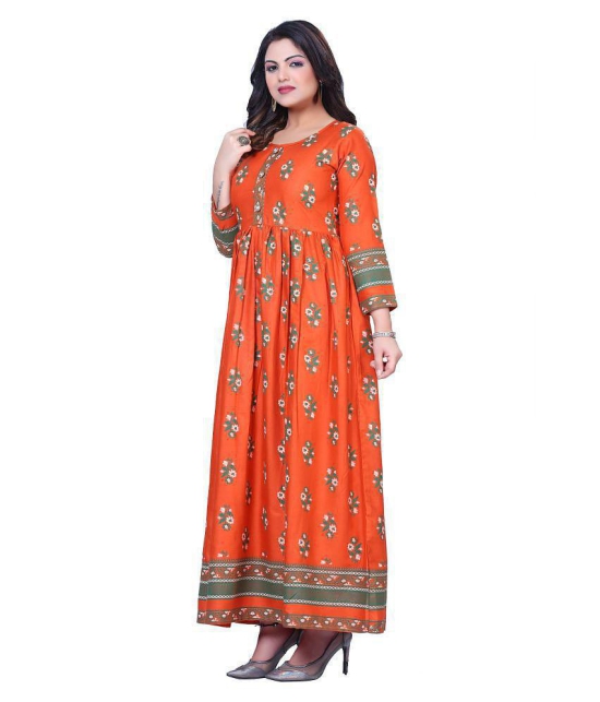 HAYA - Rust Rayon Womens Anarkali Kurti - S