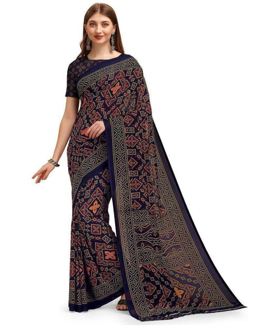 LEELAVATI - Navy Blue Georgette Saree With Blouse Piece ( Pack of 1 ) - Navy Blue