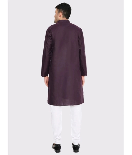 Maharaja - Purple Cotton Blend Mens Regular Kurta ( Pack of 1 ) - None