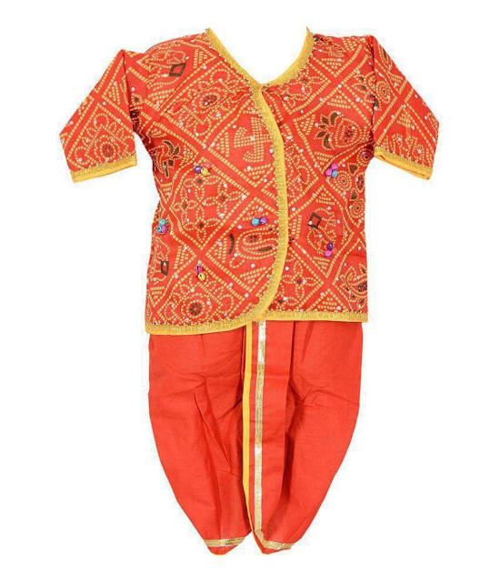 Ahhaaaa Orange Blended Classic Dhoti Kurta - 18-24 Months