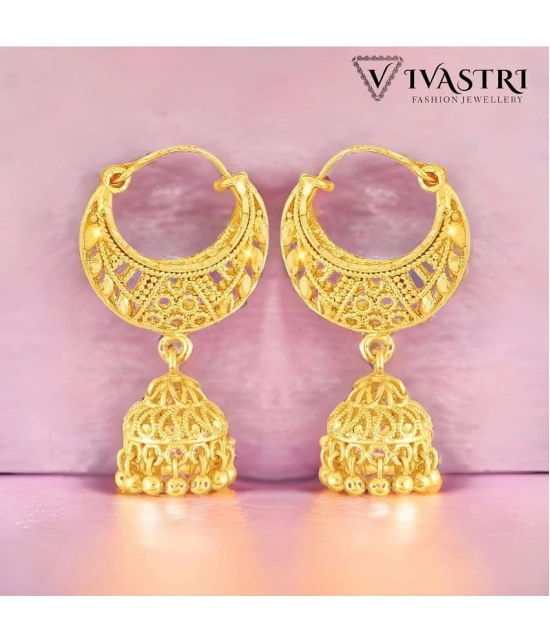 VIVASTRI Golden Jhumki Earrings ( Pack of 1 ) - Golden