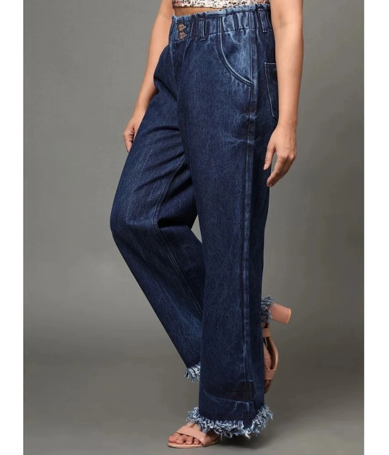 AngelFab - Navy Blue Denim Wide Leg Womens Jeans ( Pack of 1 ) - None