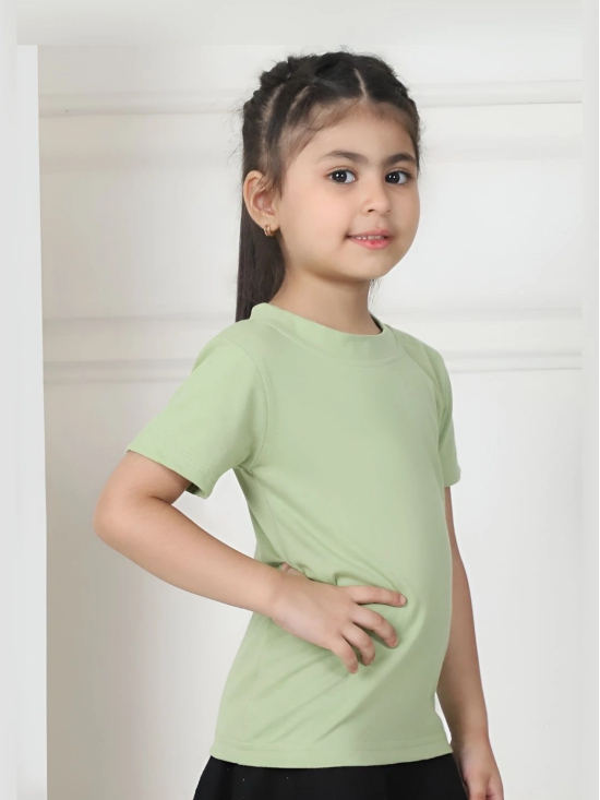 MINI & MING Girls Solid Round Neck Cotton T-Shirt