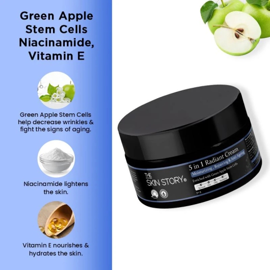 5-1 Radiant Moisturizing Cream Anti Aging Reduce Wrinkles With Niacinamide, Stemcells (50 GM)