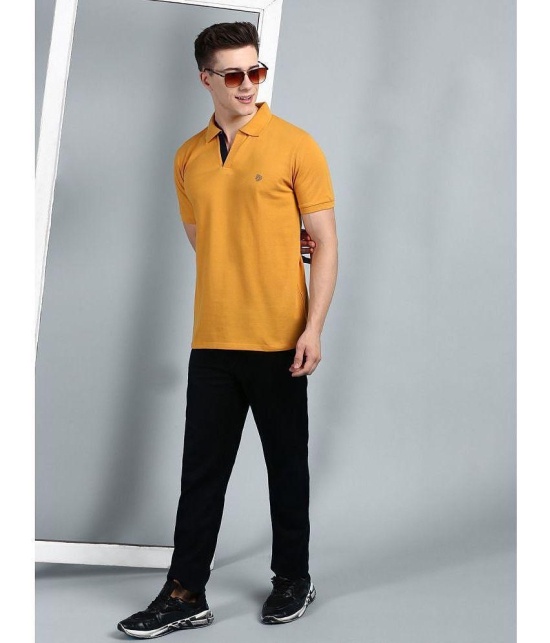 Lux Cozi - Mustard Cotton Regular Fit Mens Polo T Shirt ( Pack of 1 ) - None