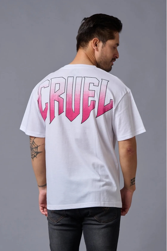 Cruel (in Gradient) Printed White Oversized T-Shirt for Men S