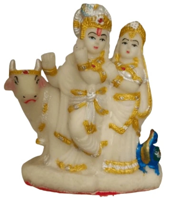 White & Gold Made Of  Pvc Material Radha Krishna Hindu Idol For Home Decor | Pooja Needs