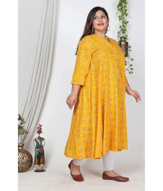 Swasti Cotton Blend Printed Front Slit Womens Kurti - Yellow ( Pack of 1 ) - None