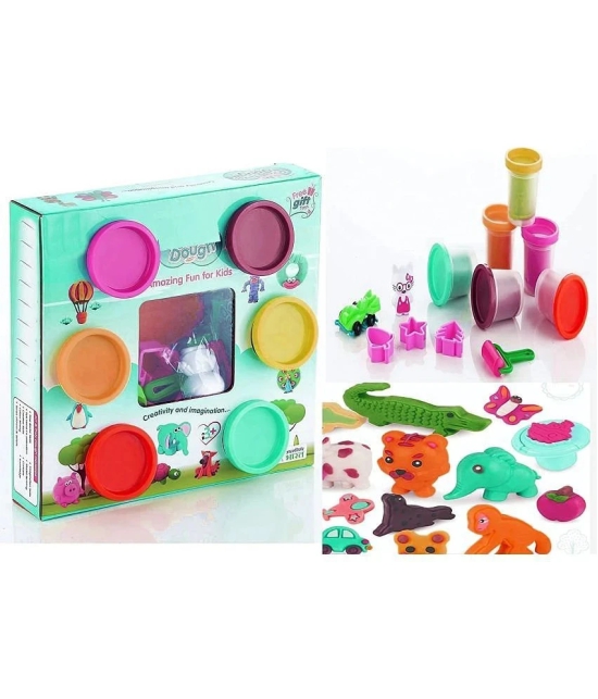 Play with Dough Fun with Dough Clay 5 Pcs Clay, Children Modeling-Reusable Clay 30Gms x 5 -Pack of 6 with Mold’s - Multi-Color