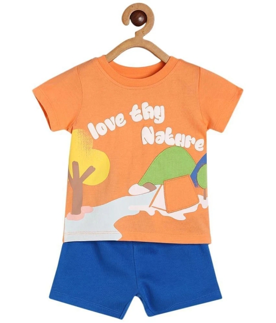 miniklub Orange Cotton Baby Boy Dungaree Sets ( Pack of 2 ) - None