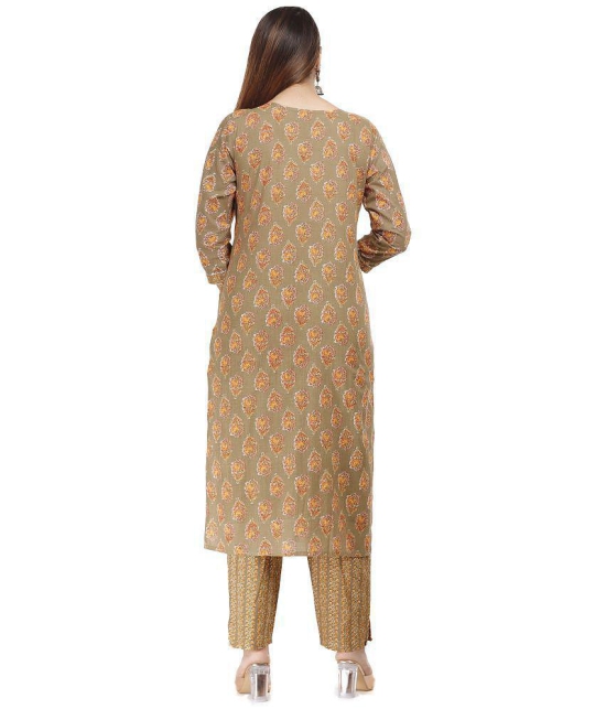 HIGHLIGHT FASHION EXPORT - Brown Straight Cotton Women''s Stitched Salwar Suit ( Pack of 1 ) - None