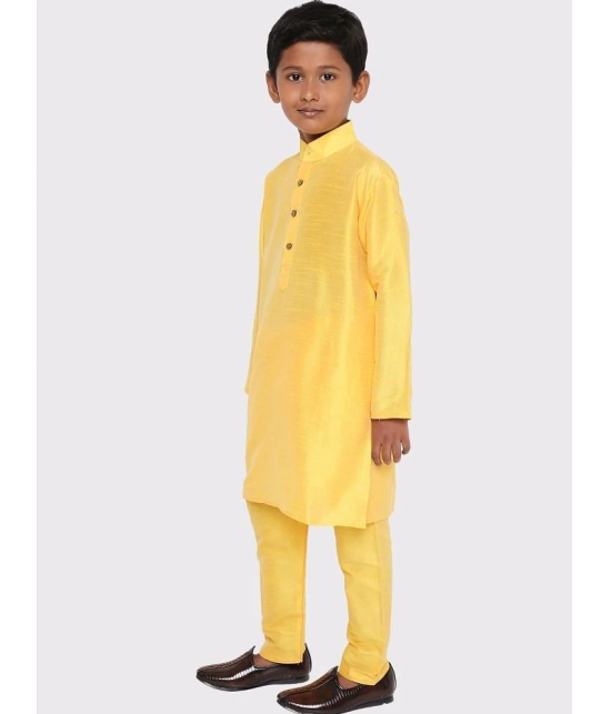 Maharaja - Yellow Silk Boys Kurta Sets ( Pack of 1 ) - None