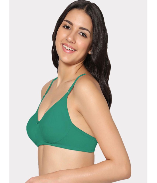 IN CARE LINGERIE - Green Cotton Lightly Padded Women's T-Shirt Bra ( Pack of 1 ) - None