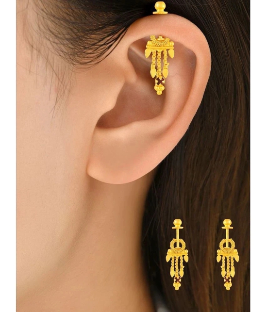 LUV FASHION Golden Threader Earrings ( Pack of 1 ) - Golden