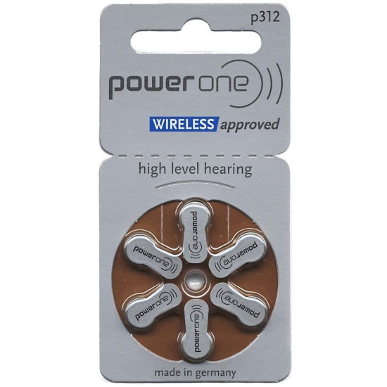 Power One Hearing Aid Battery Size 312, Pack of 24 Batteries, 4 Strips