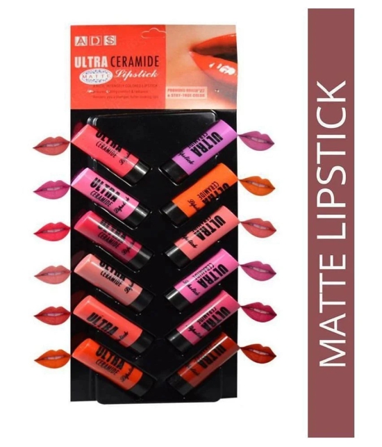 ADS Ultra Ceramide Set of 12 Multicolor Creme Lipstick