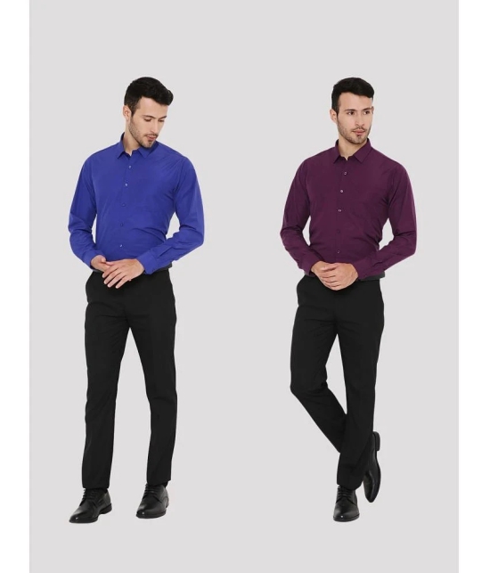 Maharaja - Multicolor Polyester Slim Fit Mens Formal Shirt ( Pack of 2 ) - 44