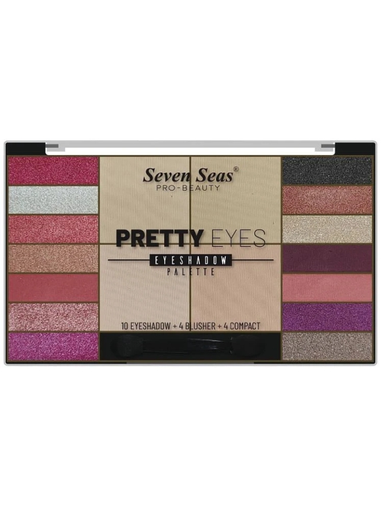 Seven Seas Pretty Eyes Eyeshadow Palette 10 Eyeshadow 4 Compact & 4 Blusher