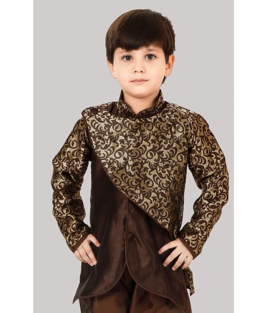 Coxxup Brown Silk Blend Boys Sherwani ( Pack of 1 ) - None