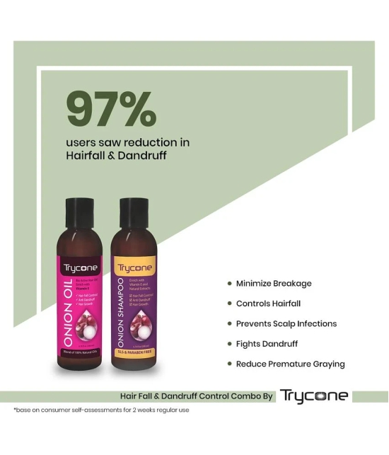 Trycone Onion Hair Oil and Onion Shampoo combo for Hair Fall & Dandruff Control - Pack of 2 Products