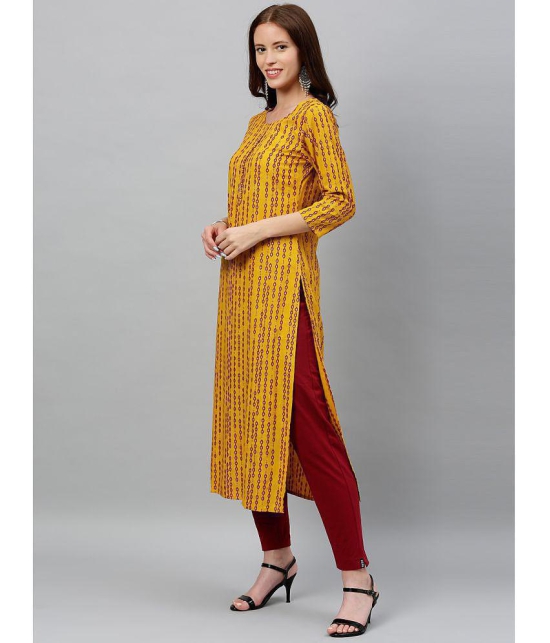 KIPEK - Mustard Rayon Womens Straight Kurti ( Pack of 1 ) - None