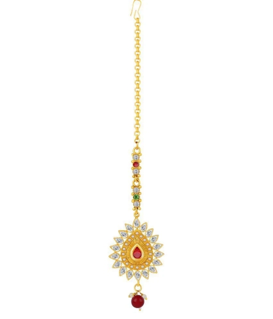 Paola Traditional Gold Plated Kundan Style Maang Tikka Jewellery For Women Girl - Golden