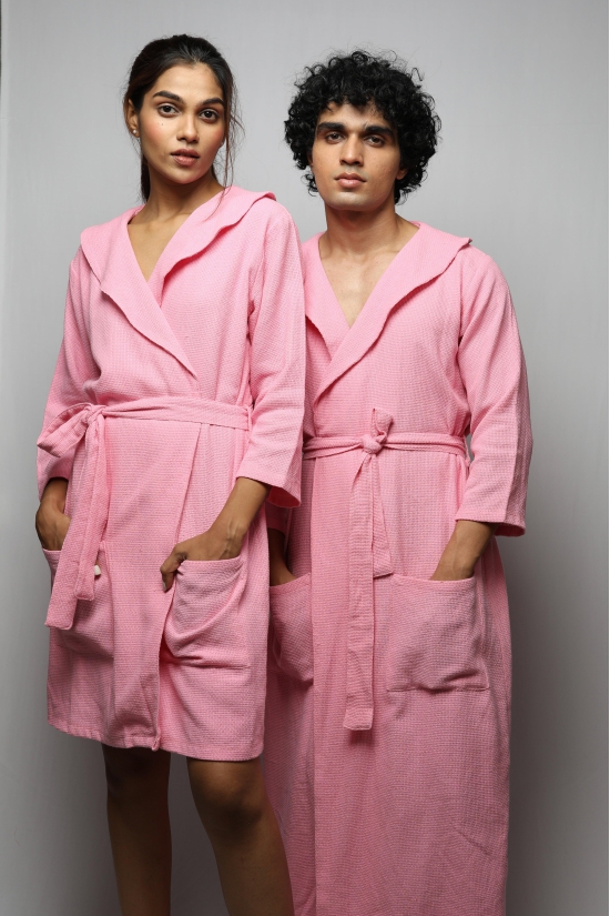 Cotton matte couple bathrobe-Pink / XL / XL