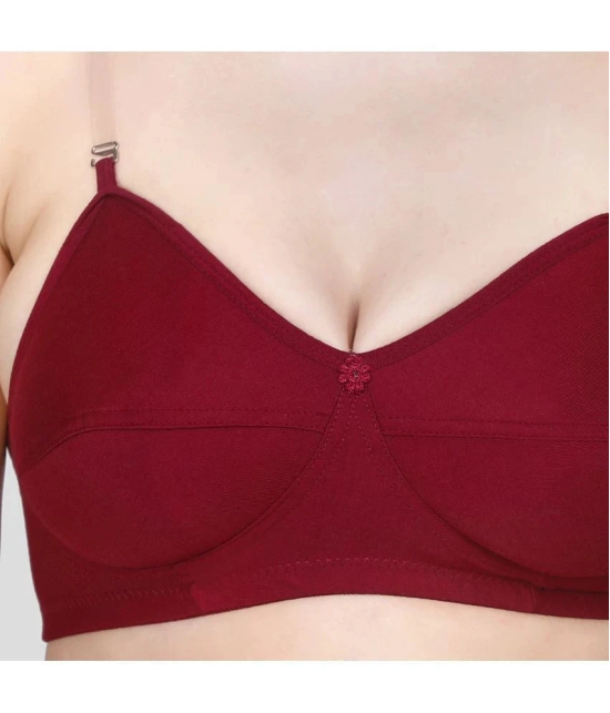 TCG - Maroon Cotton Blend Non Padded Womens Everyday Bra ( Pack of 2 ) - None