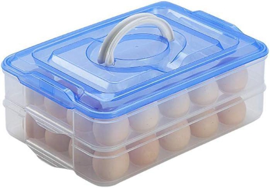 GOGA FASHION 24 Grid Egg Storage Box Egg Refrigerator Storage Tray, Stackable Plastic Egg Containers for Fridge Kitchen Size of the 24 egg storage box is (31x23x6) Cm